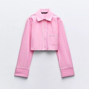Zara cropped poplin shirt